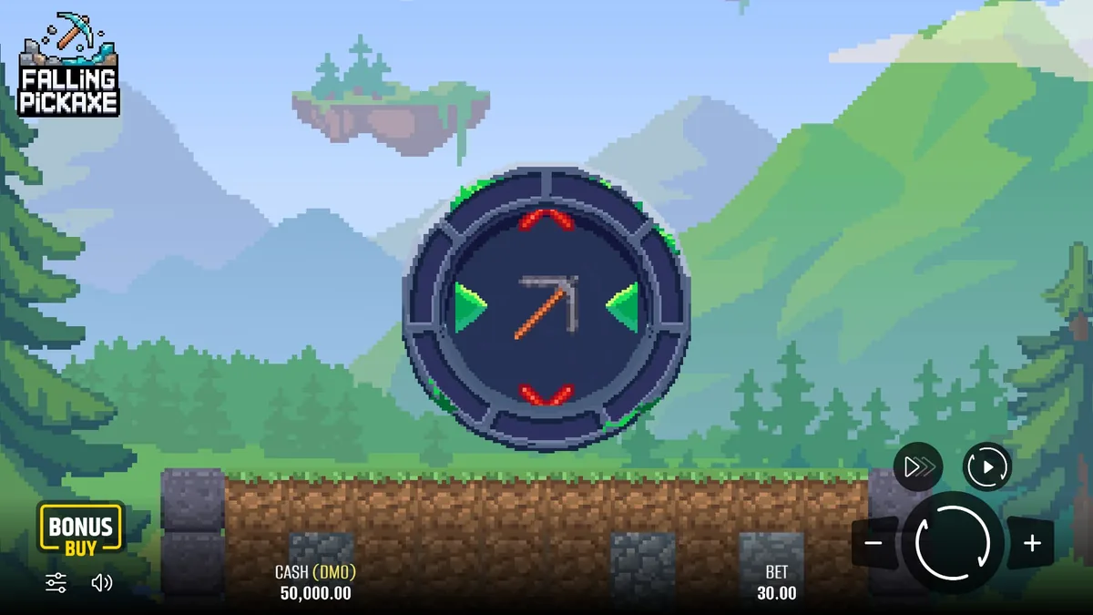 Écran de jeu de Falling Pickaxe avant le premier coup de pioche